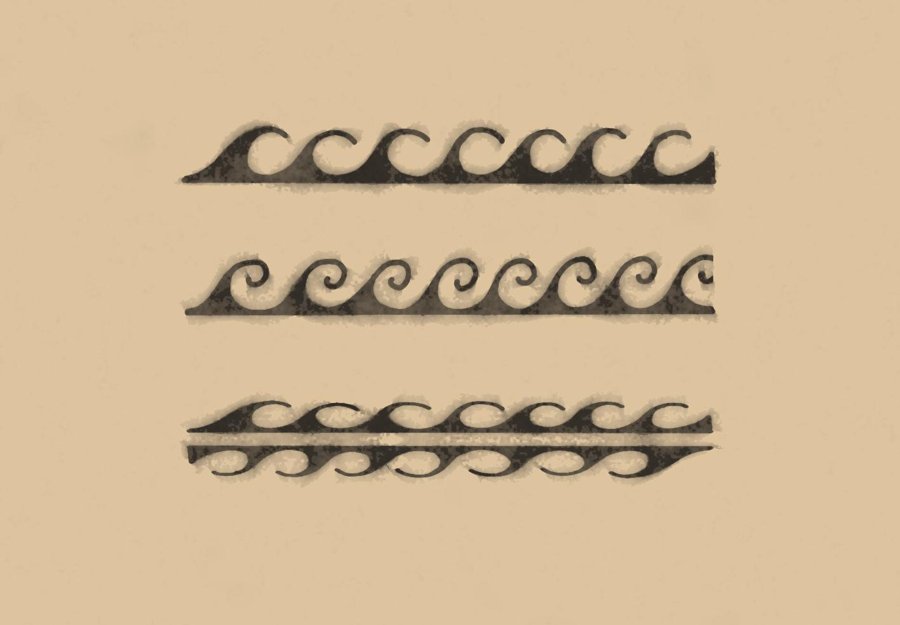 Waves / Ocean Polynesian tattoo motif illustration — Hawaiian tradition