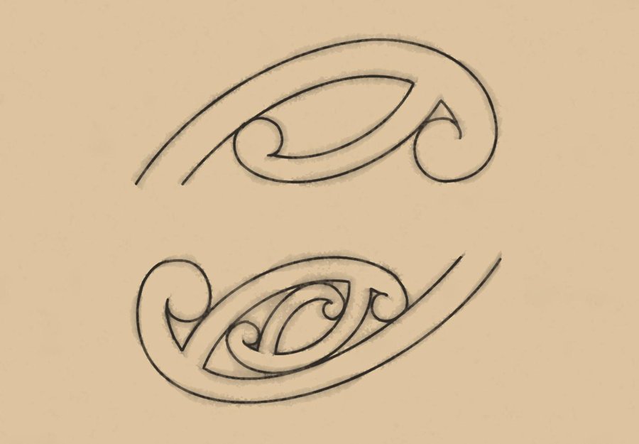 Koiri Polynesian tattoo motif illustration — Māori tradition