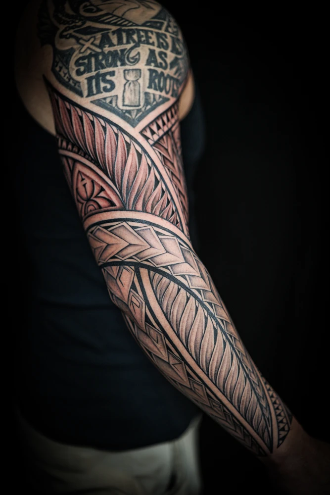 Polynesian half sleeve tattoo by IslandTAT San Diego