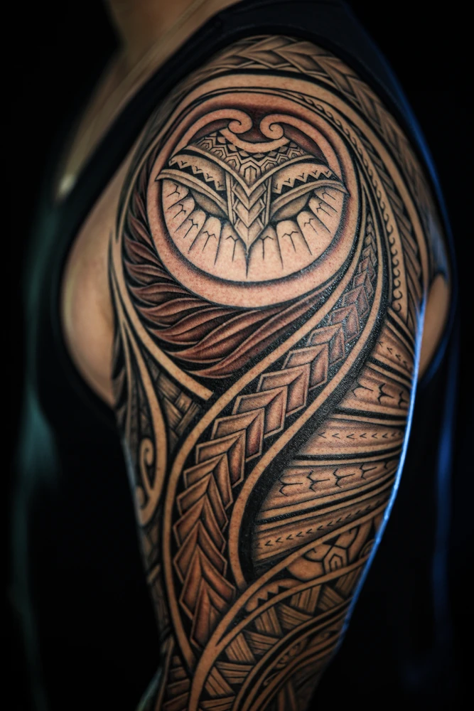Polynesian sleeve tattoo by Joshawa Elsas – IslandTAT San Diego