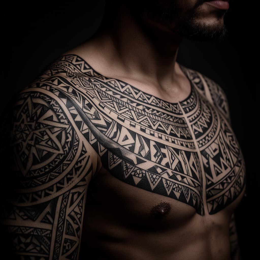 Custom Polynesian sleeve tattoo in San Diego by IslandTAT – inner arm transition detail